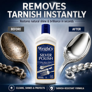 Wright's Silver Polish removes tarnish instantly, restores shine to silverware and chains.