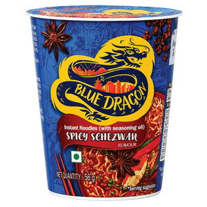 Blue Dragon Spicy Schezwan Instant Noodles with seasoning oil, 56g cup pack