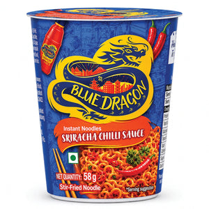 Blue Dragon Sriracha Chili Sauce Instant Noodles cup, 58g stir-fried noodles with chili & herbs