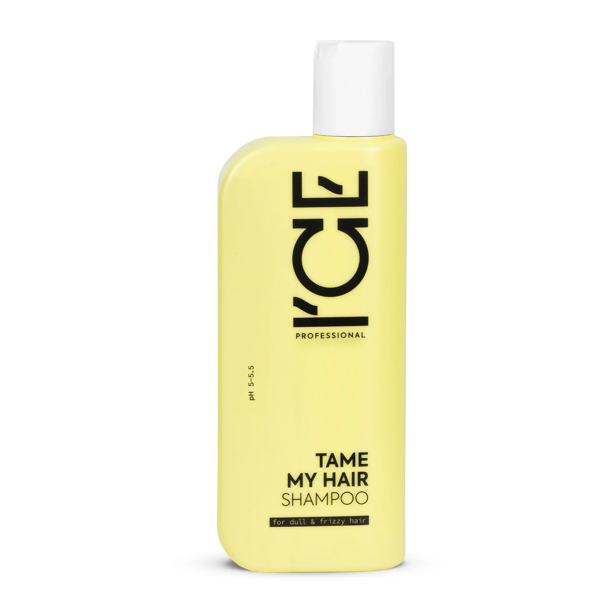 ICE Professional Tame My Hair Shampoo for dull and frizzy hair in a yellow bottle