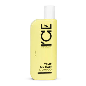 ICE Professional Tame My Hair Shampoo for dull and frizzy hair in a yellow bottle
