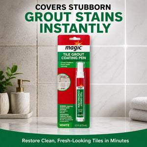 Magic Tile Grout Coating Pen instantly covers stubborn grout stains, restores clean, fresh-looking tiles in minutes.