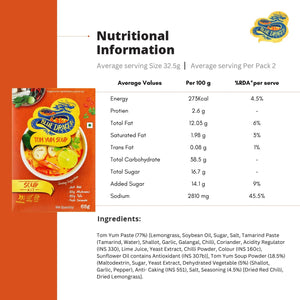 Blue Dragon Tom Yum Soup kit nutritional information with ingredients and nutrition facts