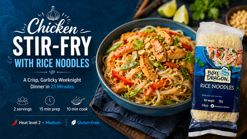 Chicken Stir-Fry with Rice Noodles - A Crisp, Garlicky Weeknight Dinner in 25 Minutes
