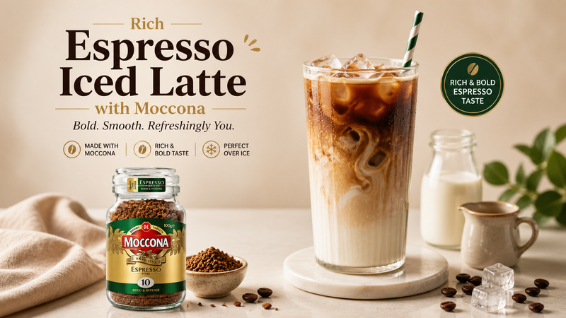 Espresso Iced Latte at Home - No Machine, Just Moccona and 3 Easy Steps