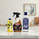 Goo Gone adhesive remover, Weiman leather conditioner, and Wright's silver polish on kitchen counter