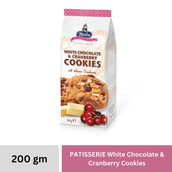 White Chocolate and Cranberry Patisserie Cookies, Artisan Baked, Soft & Crunchy, 200g