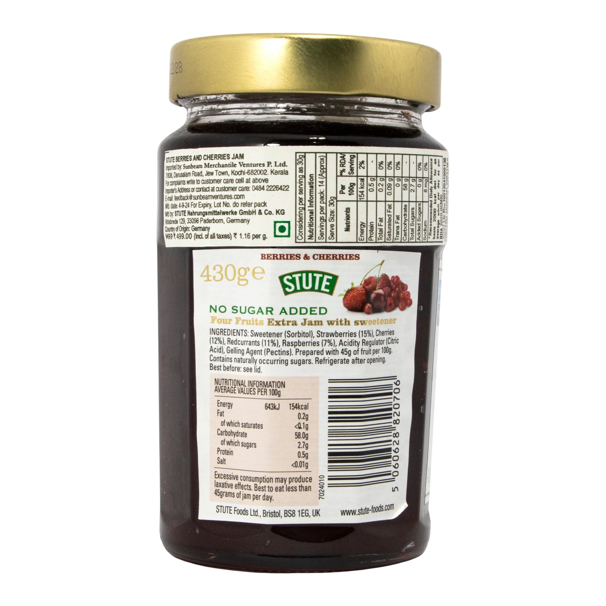 Stute Sugar Free Berries & Cherries Jam