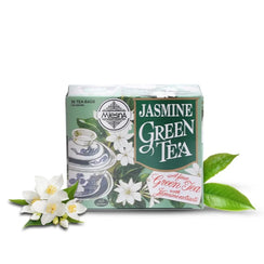Mlesna Jasmine Green Tea box with 50 tea bags, jasmine flowers and tea leaves, premium imported green tea