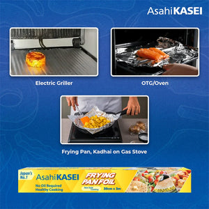AsahiKASEI frying pan foil used on electric griller, OTG oven, and gas stove for cooking.