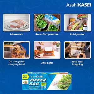 Multi-purpose medium zipper bags for food storage, microwave, leak prevention, and meal prep.