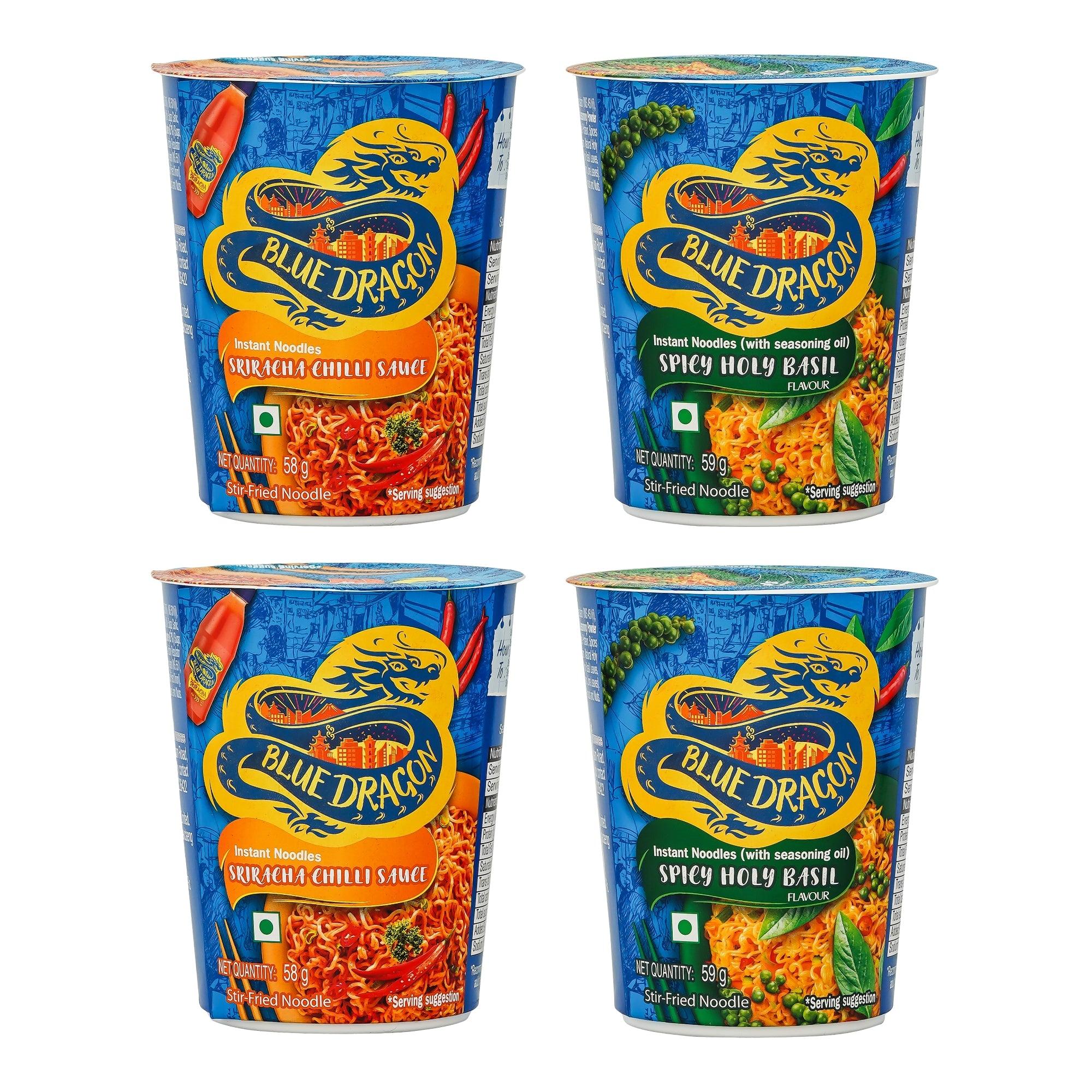 Sriracha Chilli & Spicy Holy Basil Instant Cup Noodle Combo – Pack of 4