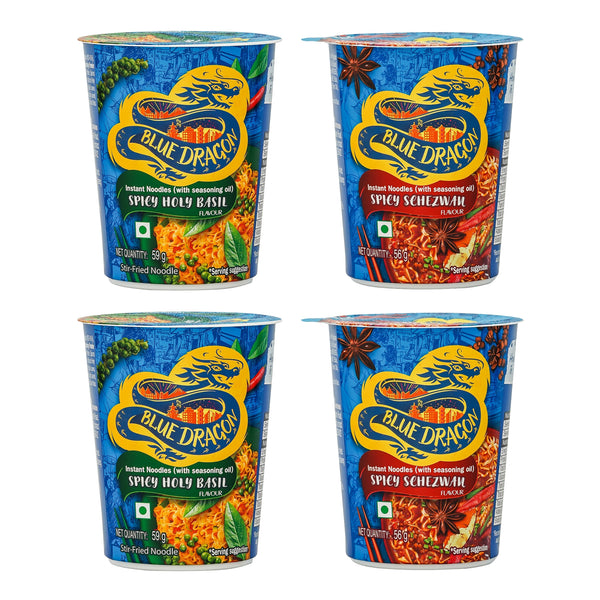 Spicy Holy Basil | Spicy Schezwan | Instant Cup Noodle Combo Of 4