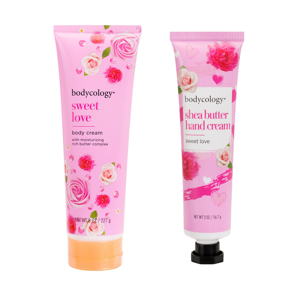 Bodycology Sweet Love Body Cream & Hand Cream | Moisturizes, Delicate Fragrance, Non Greasy Formula | For Dry,Rough & Cracked Skin | Paraben & Phthalete Free, Cruelty Free - Combo of 2