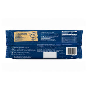 Blue Dragon Medium Egg Noodles package back with cooking instructions, ingredients, and nutritional info for authentic chow mein stir fry.