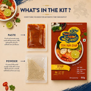 Blue Dragon Tom Yum Soup Kit with paste & powder for authentic Thai flavor, imported gourmet FMCG