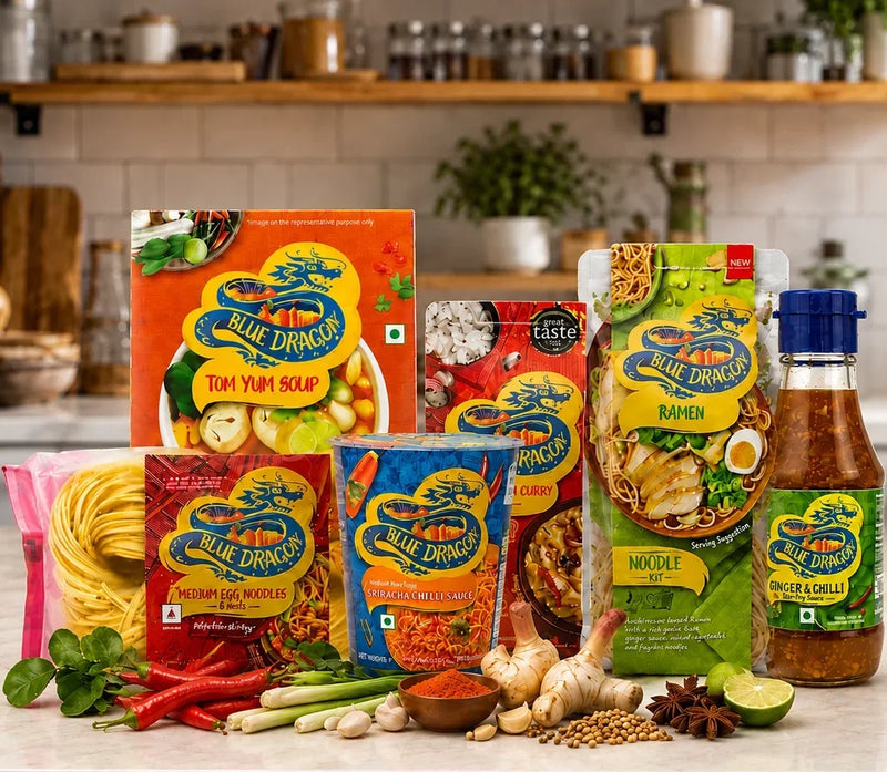 Blue Dragon gourmet noodles, sauces, and soup kits with fresh ingredients for flavorful meals