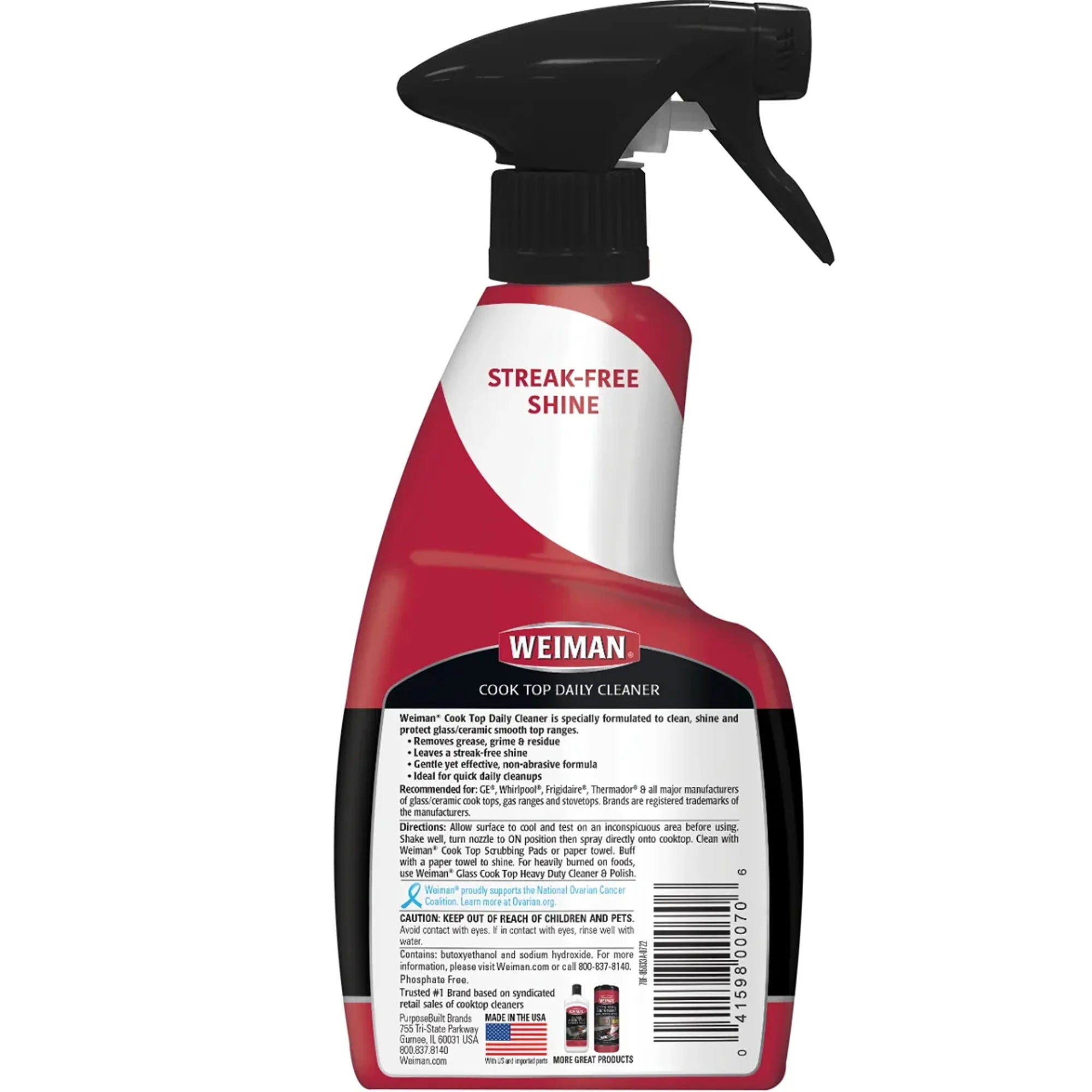 Weiman Cook Top Daily Cleaner spray bottle for streak-free shine on glass ceramic stovetops