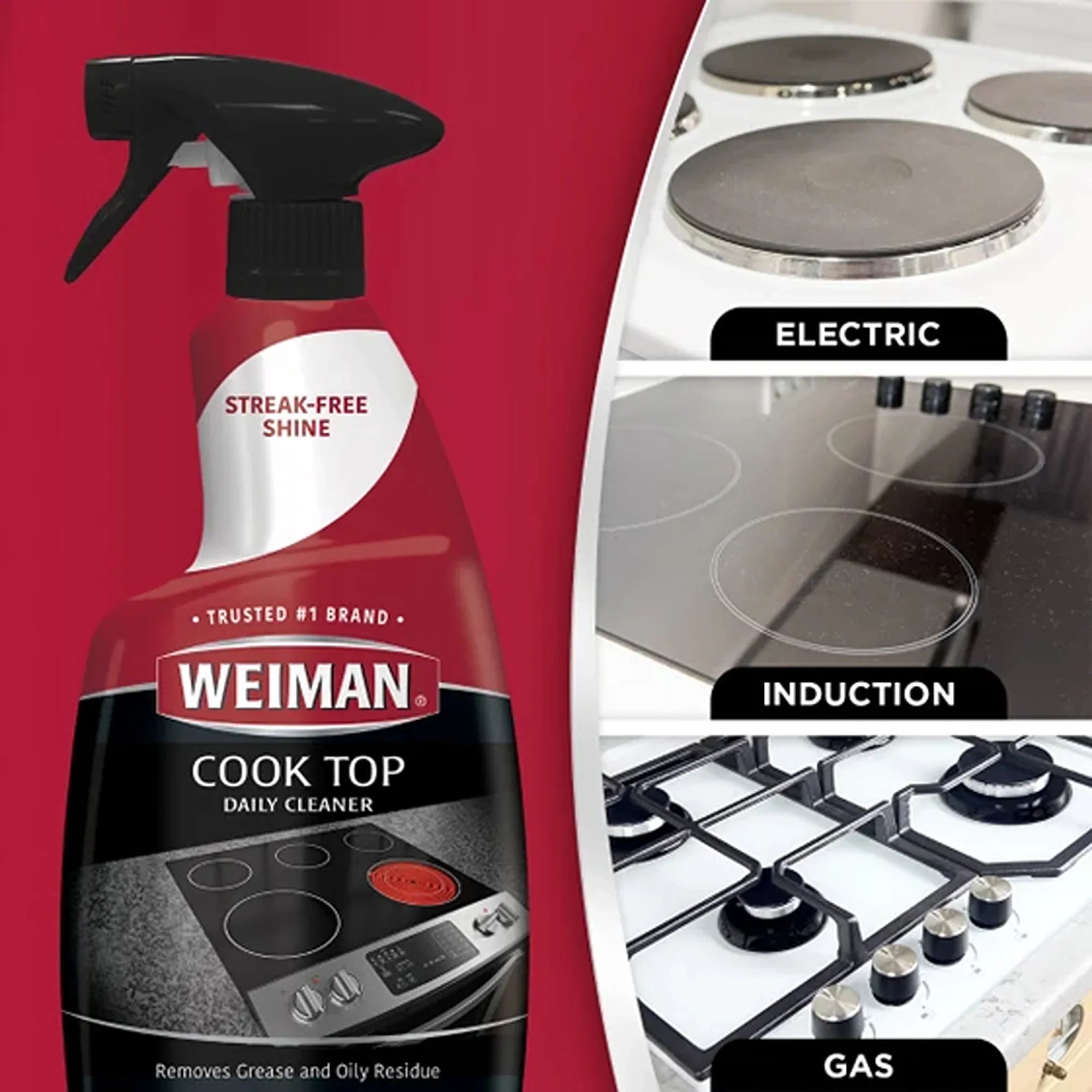 Weiman Cook Top Daily Cleaner for electric, induction, and gas stoves, removes grease and oily residue