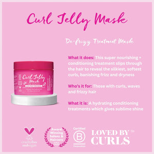 Curl Jelly Mask de-frizz hair treatment with coconut oil and shea butter for curls, waves, and frizzy hair