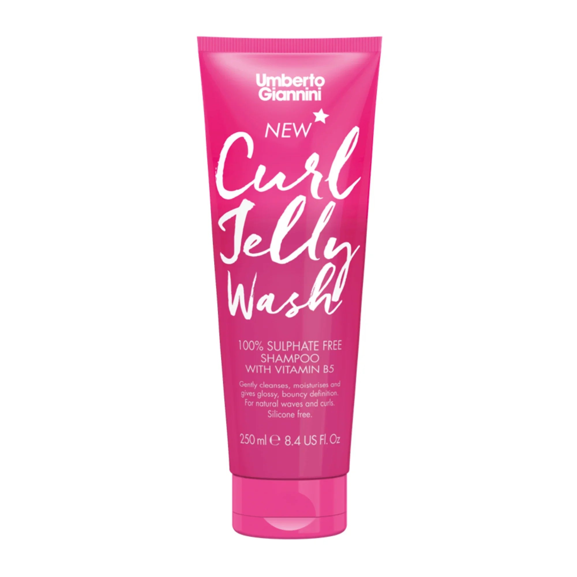 Umberto Giannini Curl Jelly Wash shampoo tube, 250ml, sulfate and silicone free with Vitamin B5 for curly hair
