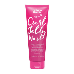 Umberto Giannini Curl Jelly Wash shampoo tube, 250ml, sulfate and silicone free with Vitamin B5 for curly hair