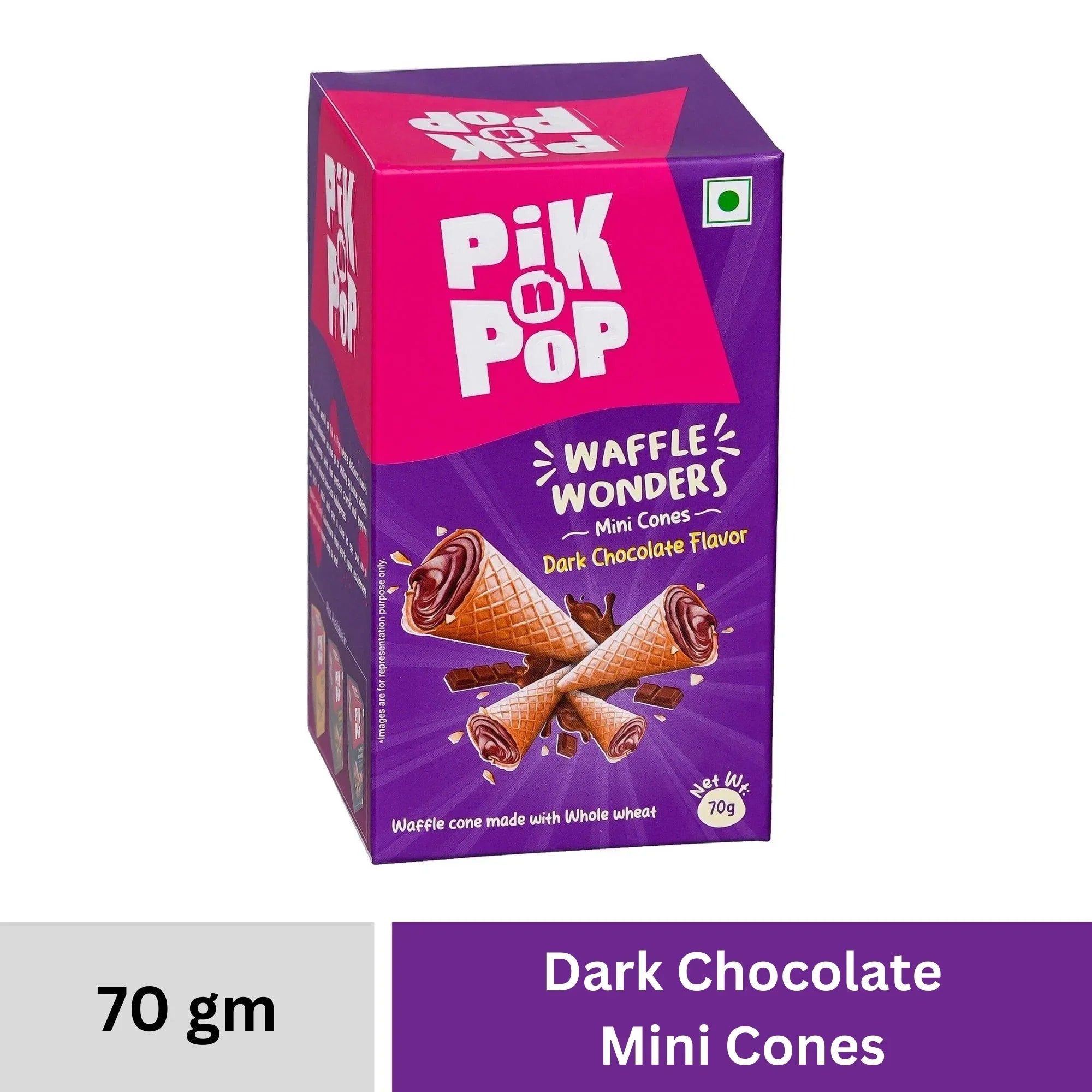 Pik n Pop Dark Chocolate Mini Waffle Cones 70g