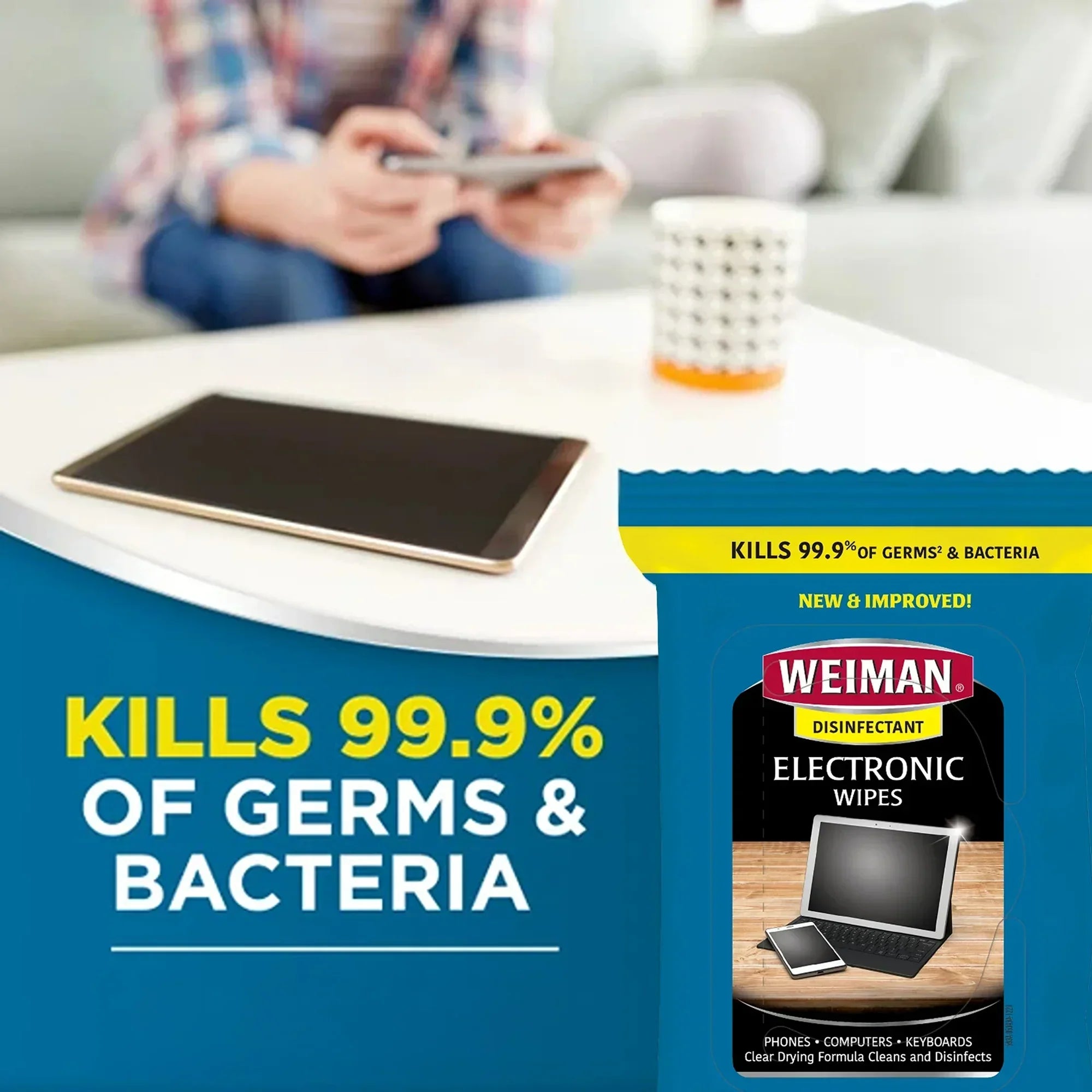 Weiman Disinfectant Electronic Wipes kill 99.9% germs & bacteria, safe for phones, computers, keyboards