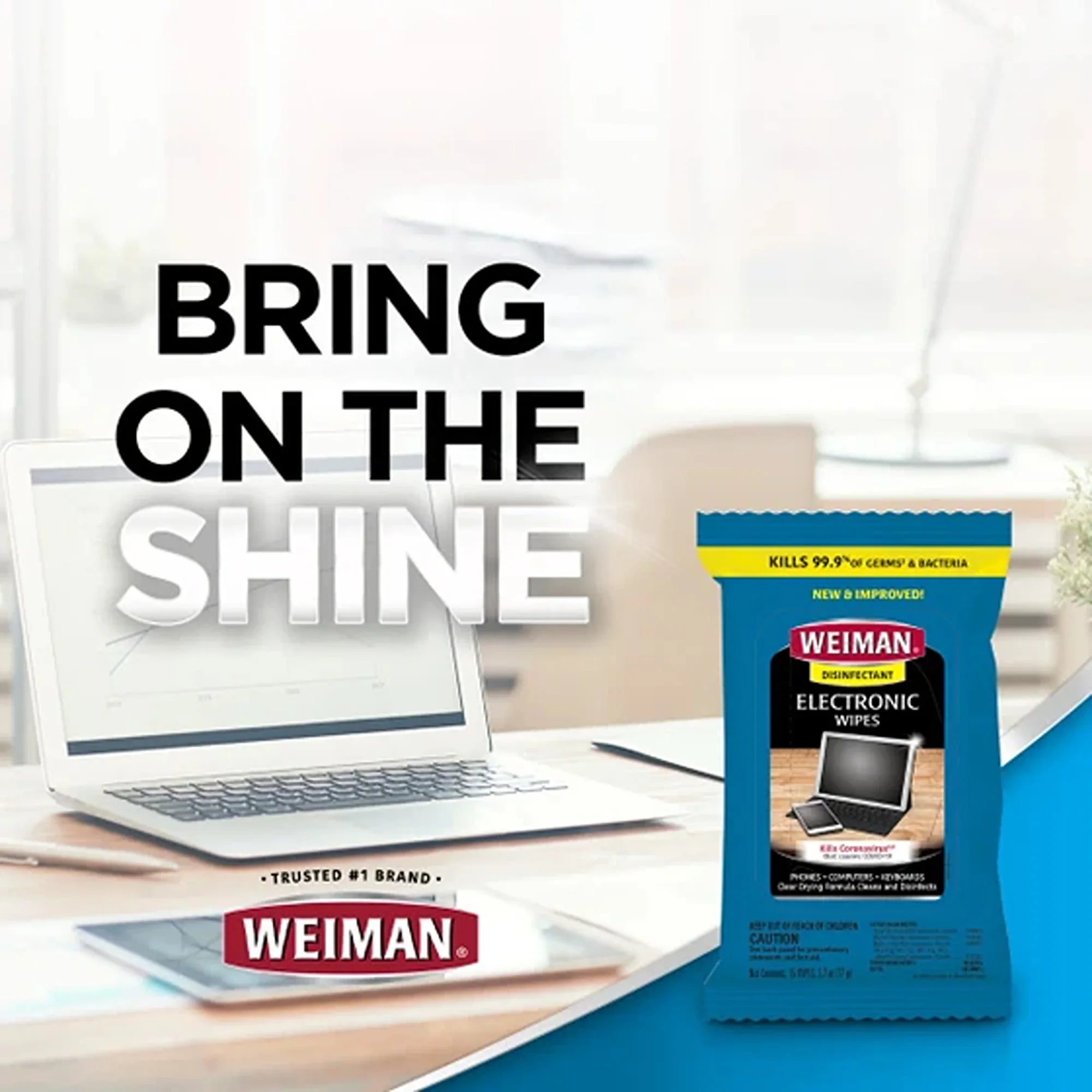 Weiman Electronic Wipes for cleaning phones, computers, keyboards - kills 99.9% germs, fast-drying formula
