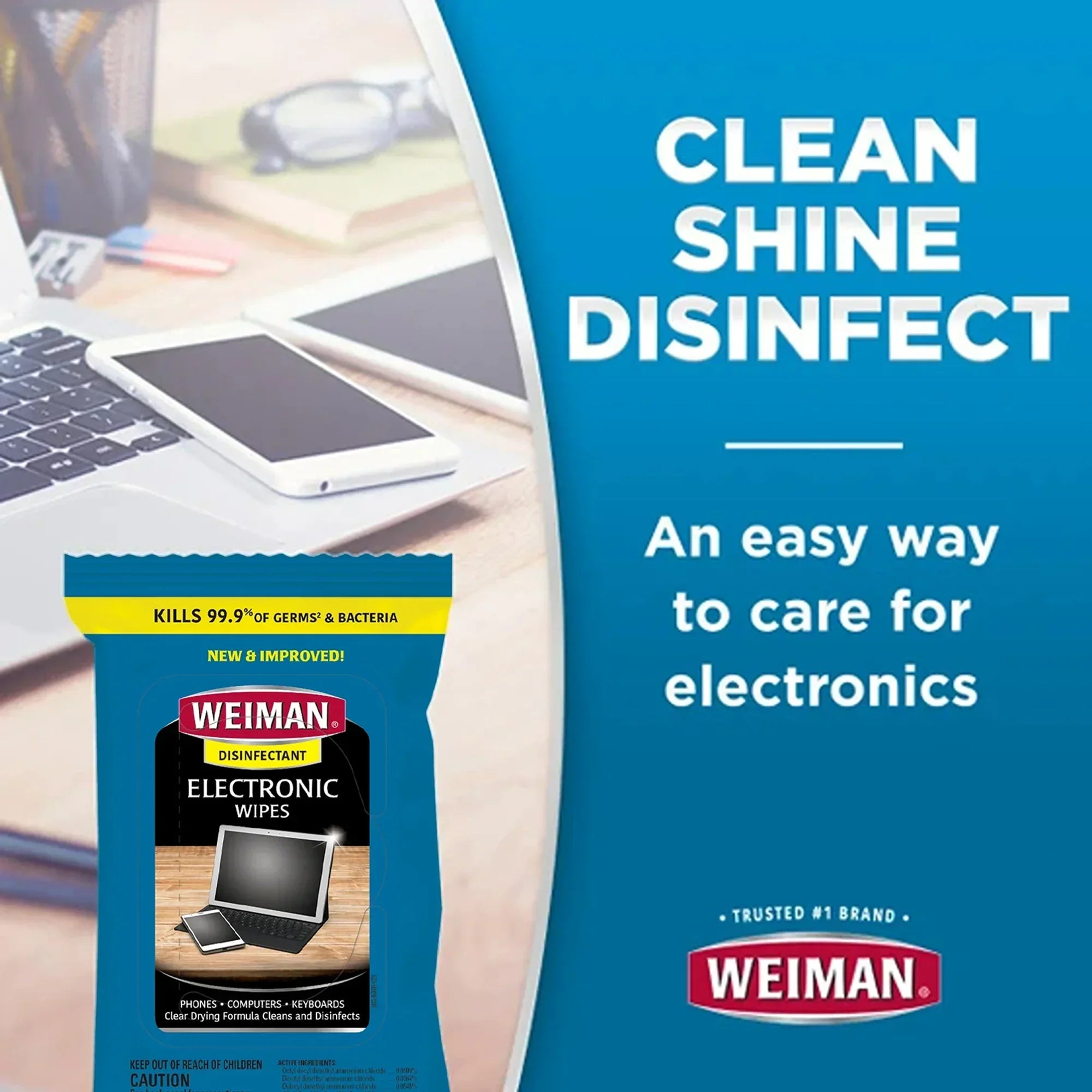 Weiman Electronic Wipes for cleaning, shining, and disinfecting phones, computers, and keyboards