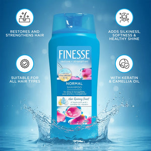 Finesse Normal Shampoo bottle with keratin and camellia oil, featured on Sunbeam Merchantile Ventures.