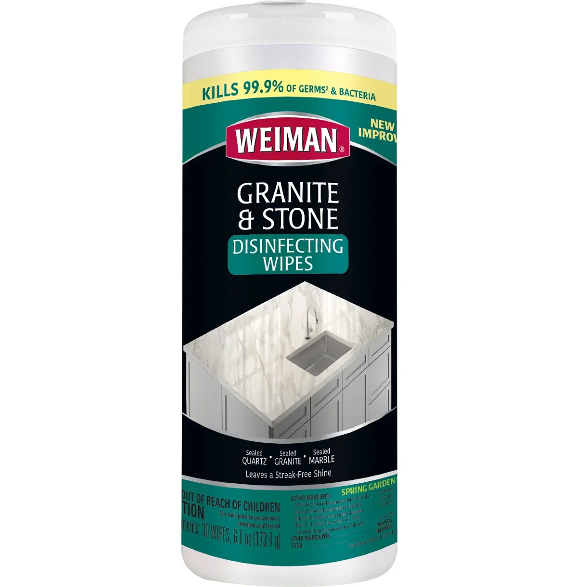 Weiman Granite & Stone Disinfecting Wipes for sealed quartz, granite, marble surfaces