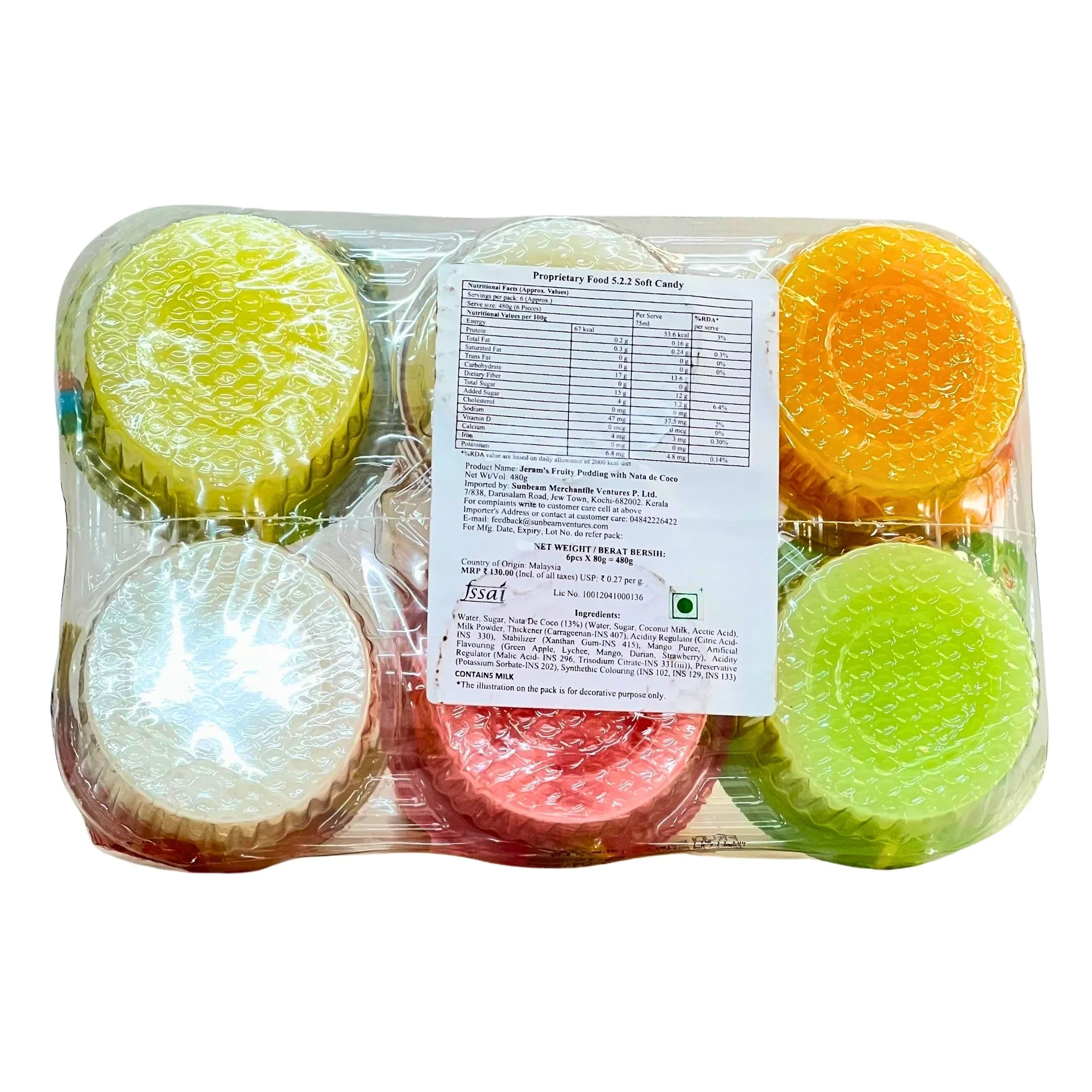 Jeram's Fruit Pudding Cups | 6 x 80g | With Nata de Coco