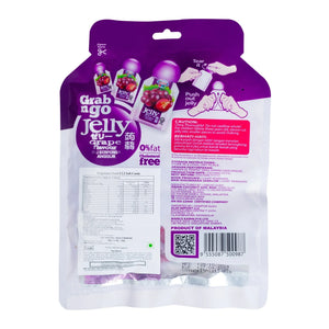 Back of Grab n Go grape flavoured jelly pack with product information and instructions