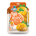 Pack of Grab n Go mango flavoured jelly with mango cubes and green leaves on packaging