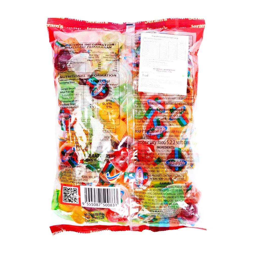 Jeram’s Mini Fruity Flavoured Jelly 1500g | With Nata De Coco