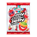 Jeram's my Lychee Flavoured Jelly packaging with cartoon characters on a white background