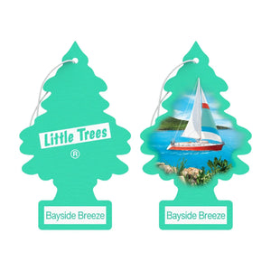 Two Little Trees air fresheners with 'Bayside Breeze' theme on a white background