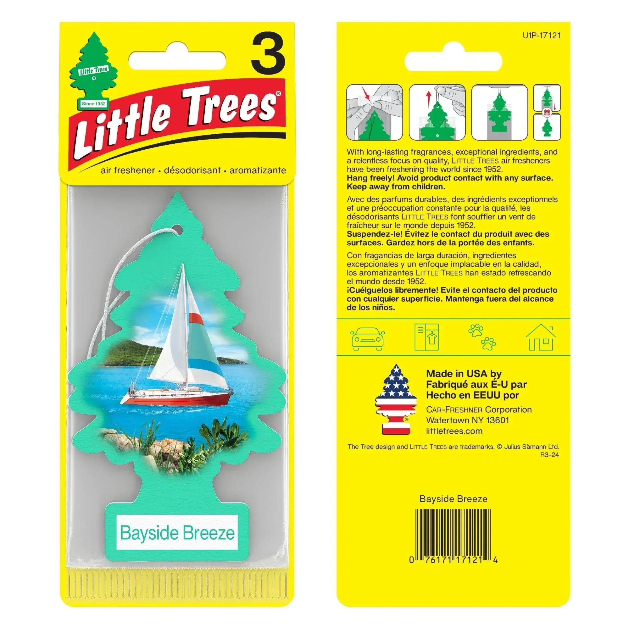 Buy Vehicle Air Fresheners "Car Air Freshener Bayside Breeze Hanging(3 Unit's)" by Little Trees, Default Title