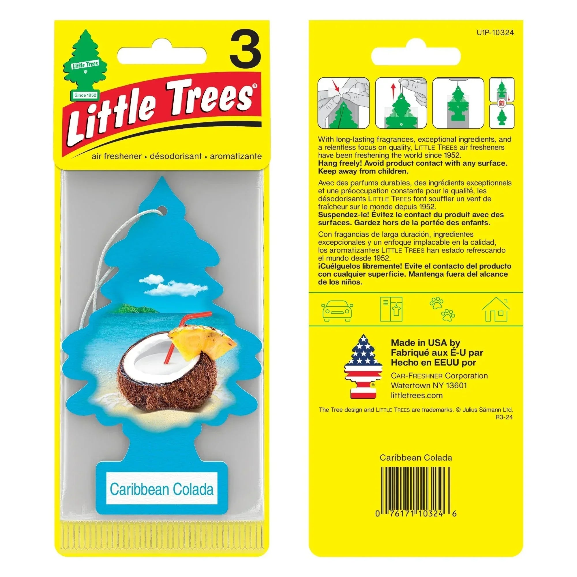 Buy Vehicle Air Fresheners "Car Air Freshener Caribbean Colada Hanging(3 Unit's)" by Little Trees, Default Title