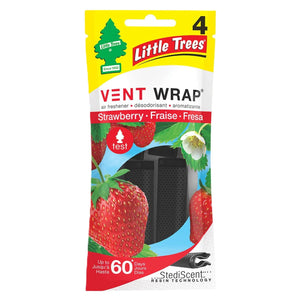 Little Trees Vent Wrap air freshener, strawberry scent pack, 4 pieces with strawberry images