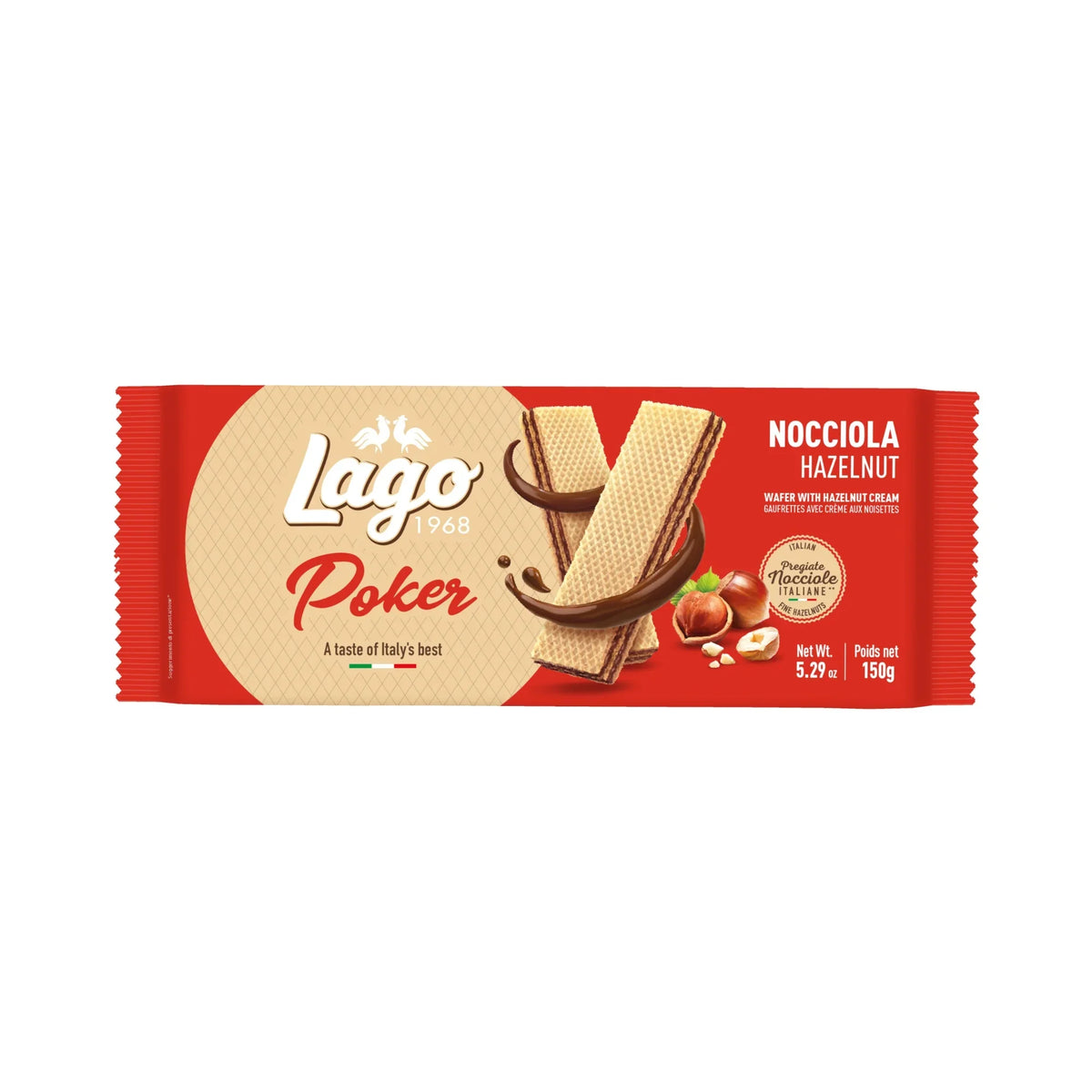 Lago Poker hazelnut wafer snack packaging