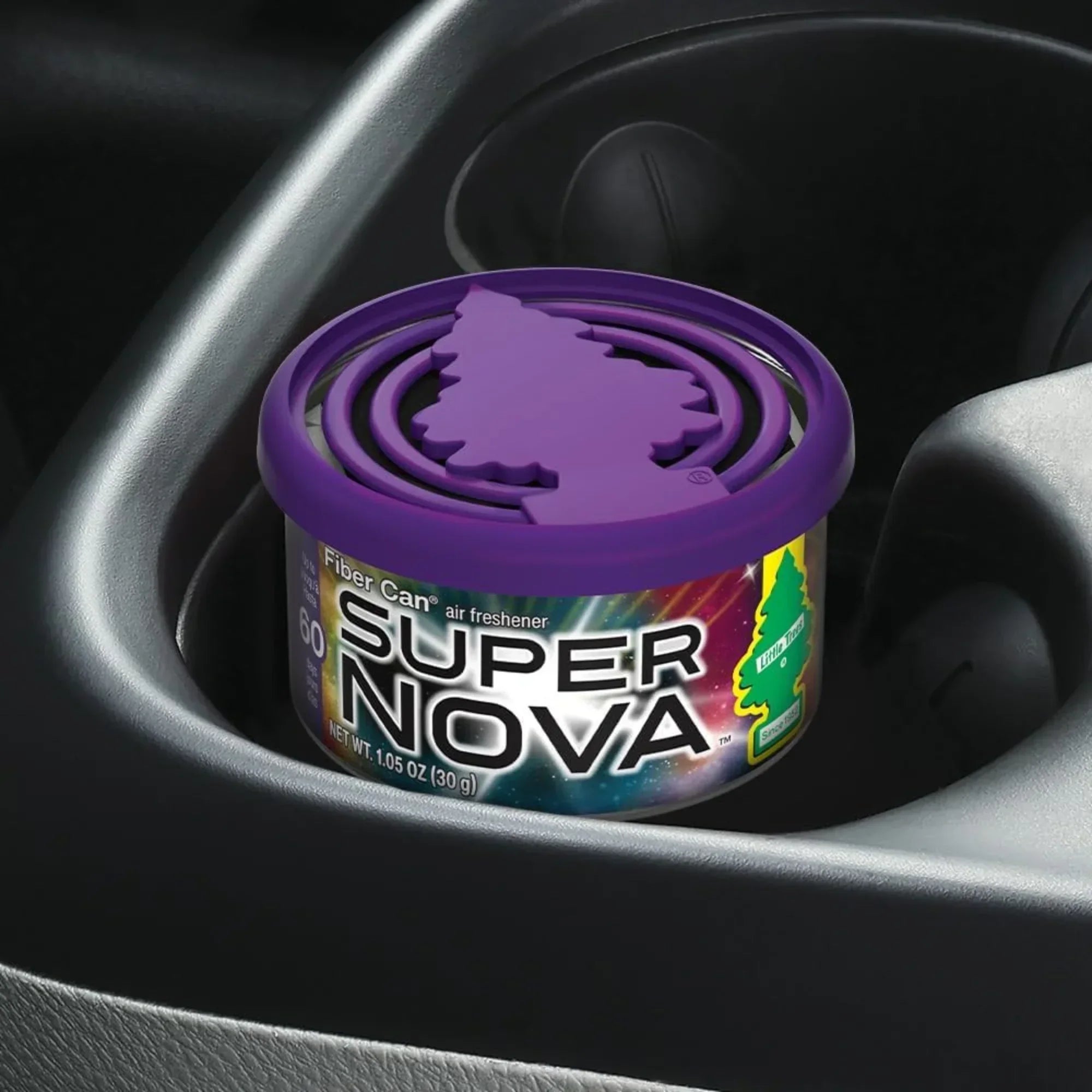 Little Trees Supernova Fiber Can air freshener in car cup holder, Sunbeam Merchantile India