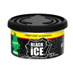 Little Trees Black Ice fiber can air freshener with black plastic lid and product label