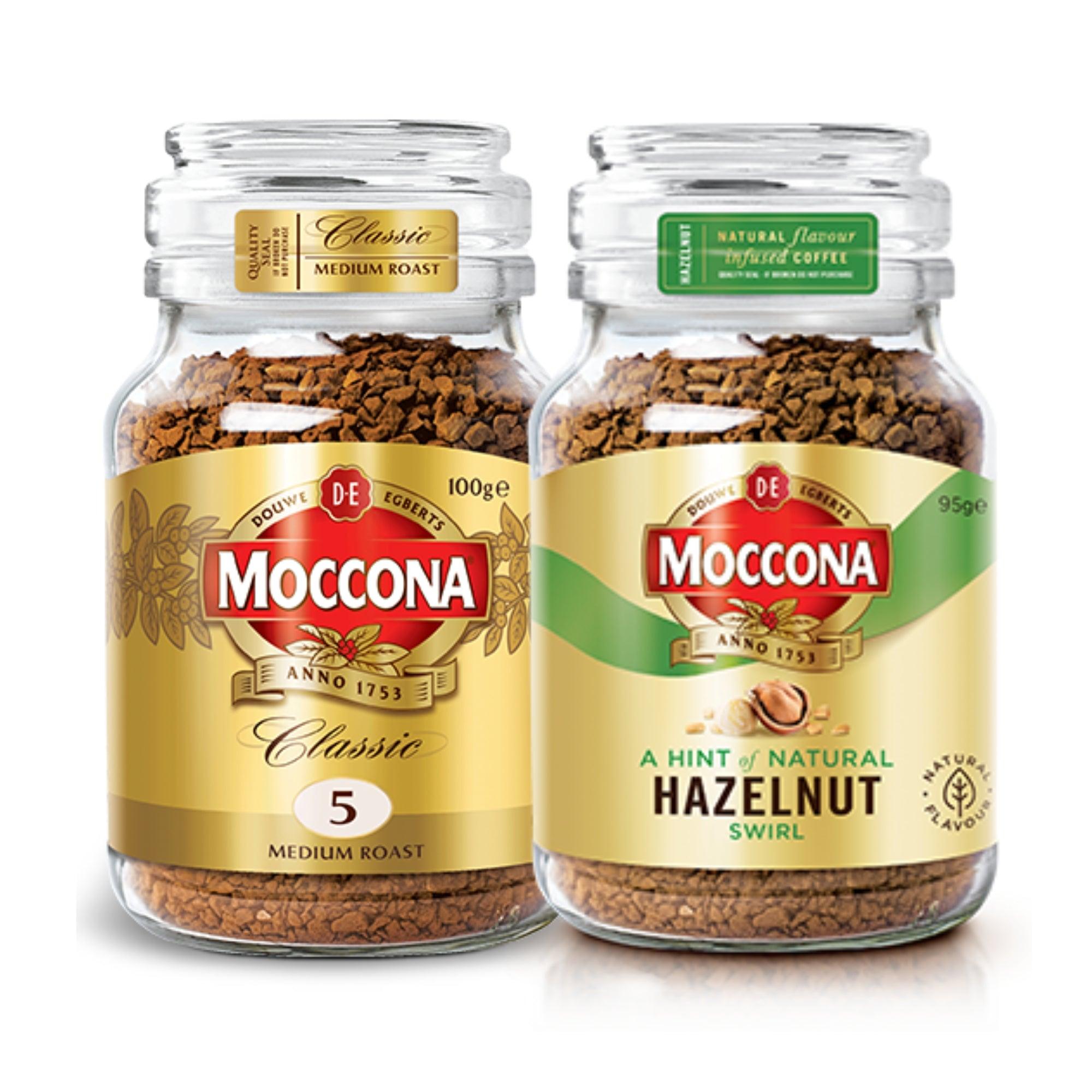 Moccona Classic Medium Roast + Hazelnut Instant Coffee - 195g (Pack of 2)