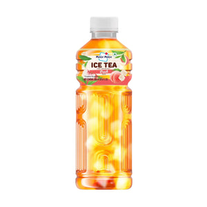 Mogu Mogu Peach Ice Tea with nata de coco, 300ml bottle, refreshing fruit-flavored beverage