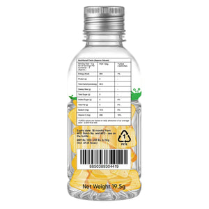Back of Mogu Mogu mango candy bottle showing nutrition facts and barcode