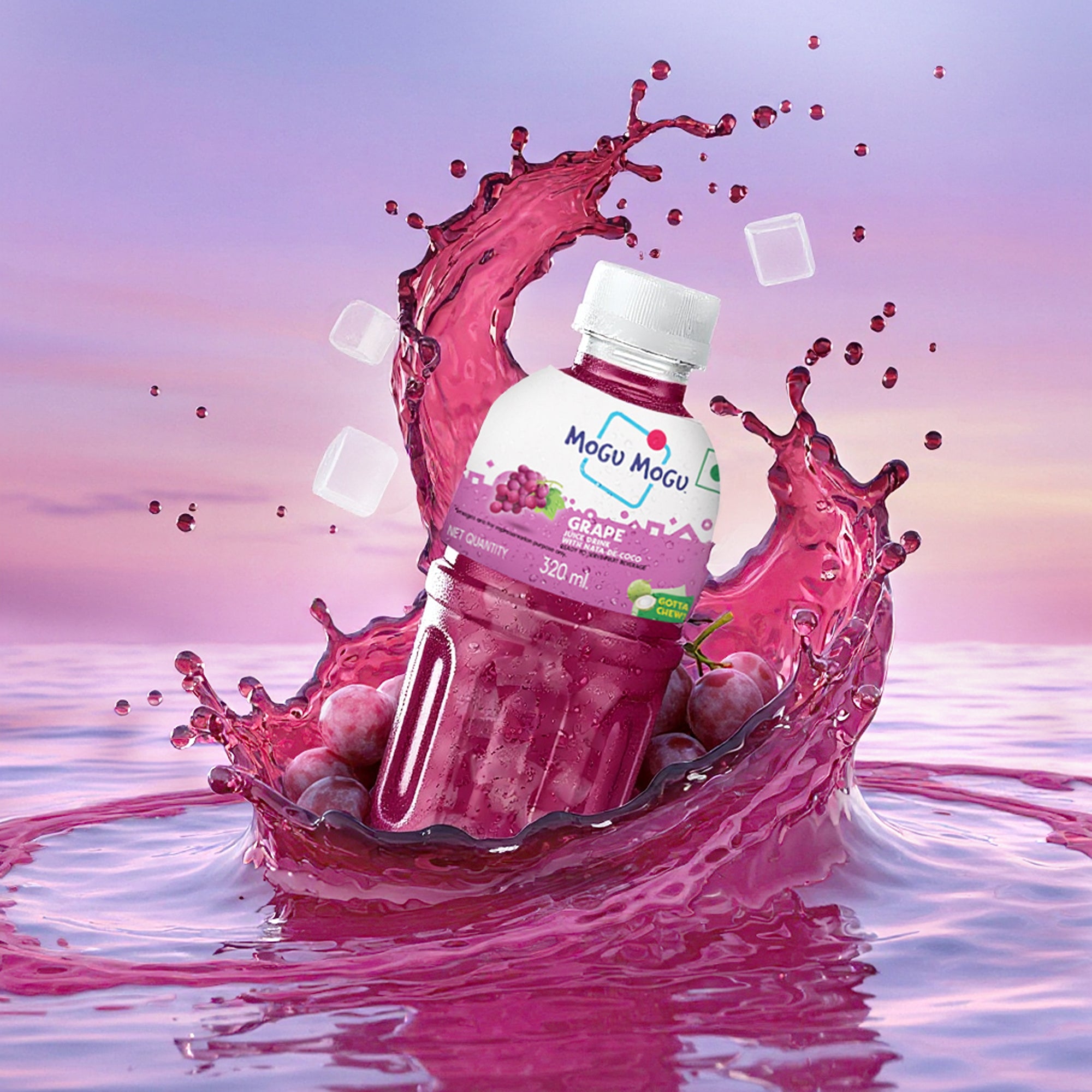 Mogu Mogu Grape Juice with Nata de Coco Jelly  320ml (Pack of 6)