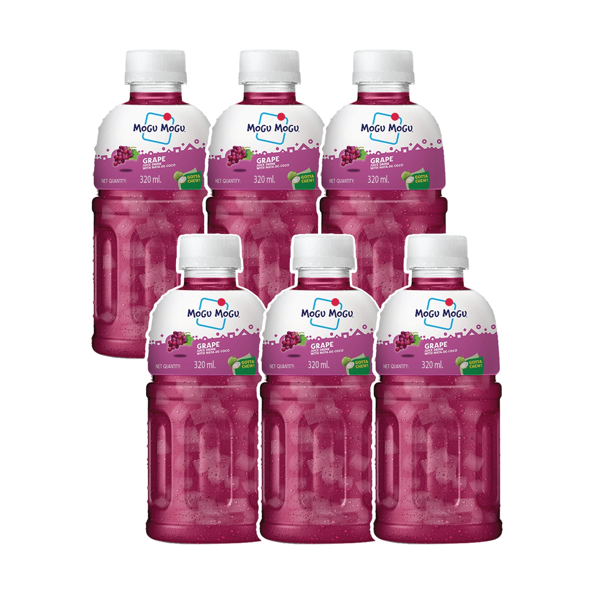 Mogu Mogu Grape Juice with Nata de Coco Jelly  320ml (Pack of 6)
