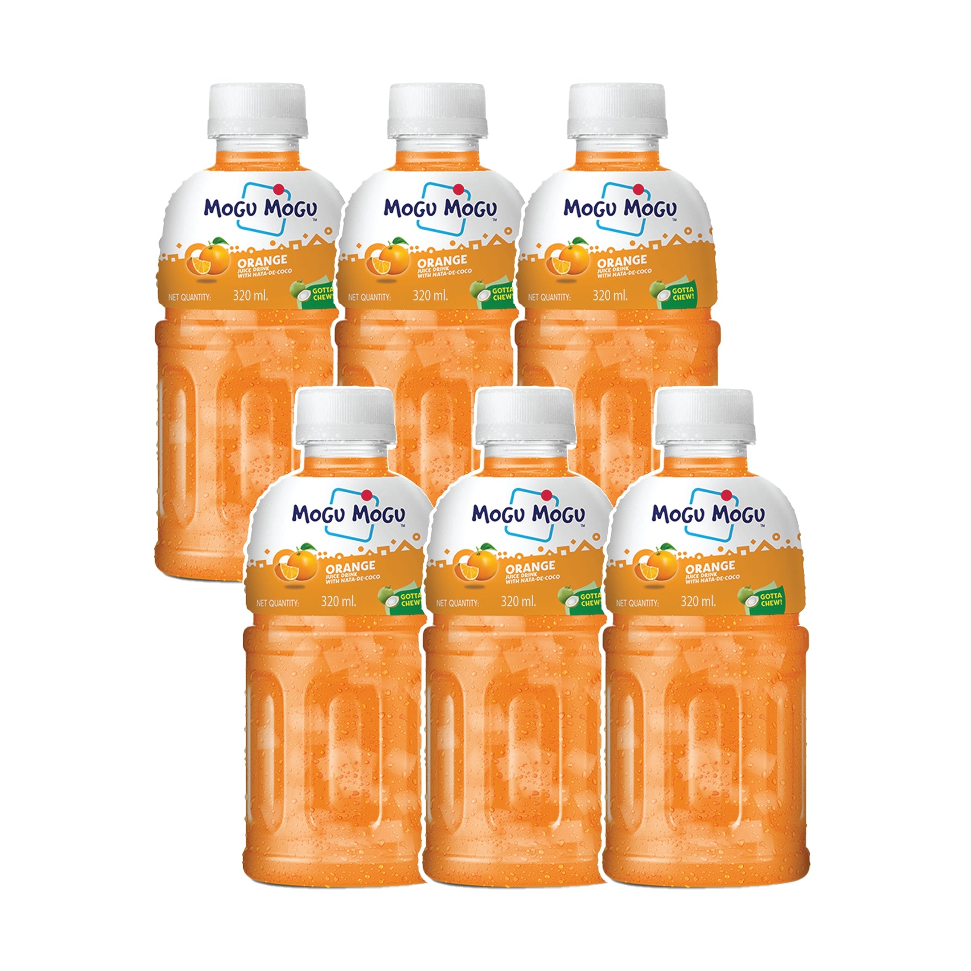 Mogu Mogu Orange Juice with Nata de Coco Jelly 320ml (Pack of 6)